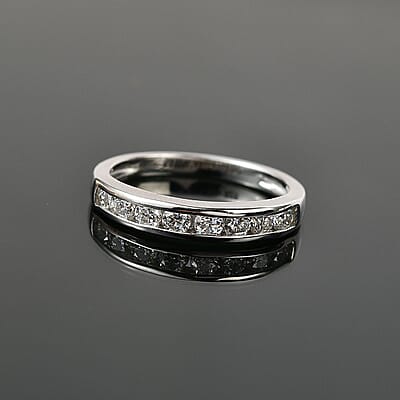 Moissanite Half Eternity Band Ring in Platinum Over Sterling Silver (Size 10.0) 0.50 ctw