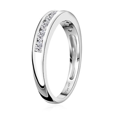 Moissanite Half Eternity Band Ring in Platinum Over Sterling Silver (Size 10.0) 0.50 ctw