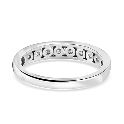 Moissanite Half Eternity Band Ring in Platinum Over Sterling Silver (Size 10.0) 0.50 ctw