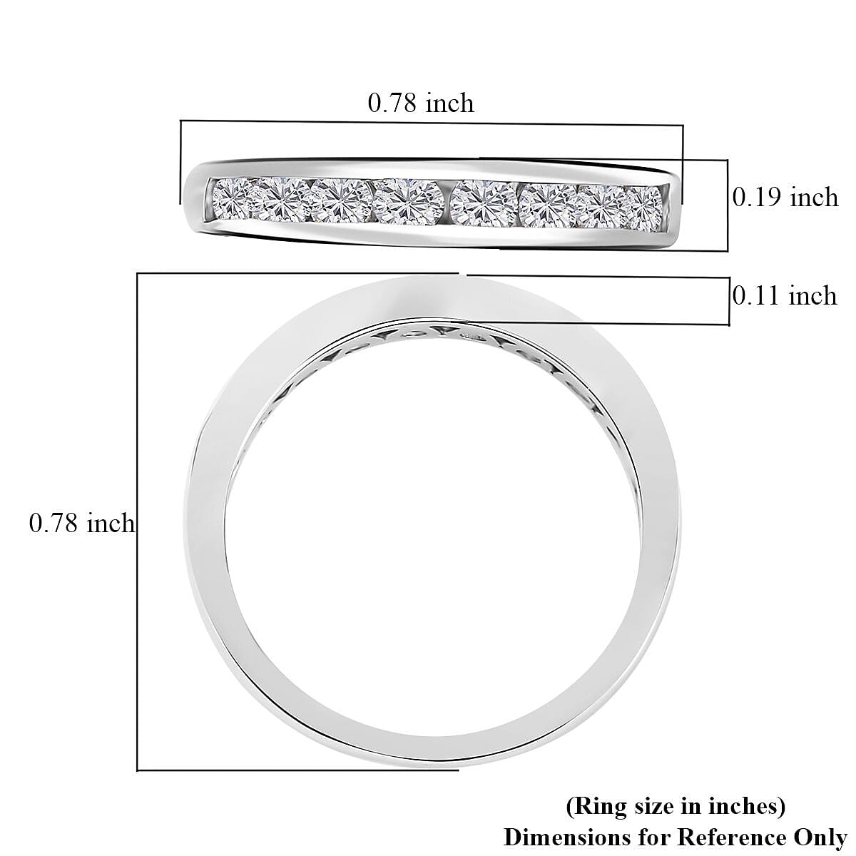 Moissanite Half Eternity Band Ring in Platinum Over Sterling Silver (Size 10.0) 0.50 ctw