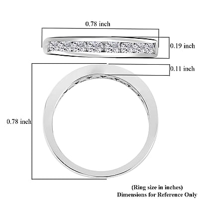Moissanite Half Eternity Band Ring in Platinum Over Sterling Silver (Size 10.0) 0.50 ctw