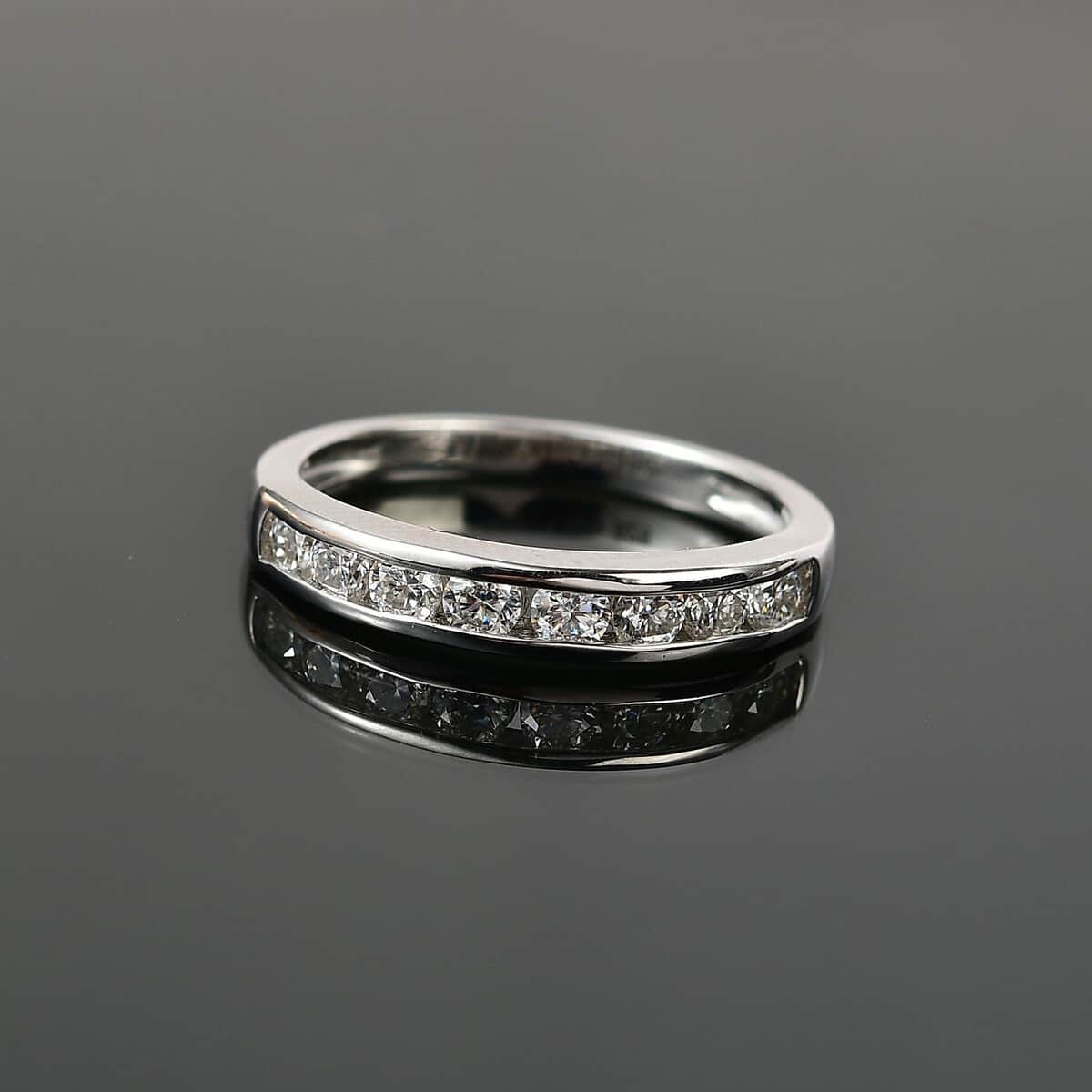 Moissanite Half Eternity Band Ring in Platinum Over Sterling Silver (Size 5.0) 0.50 ctw image number 1