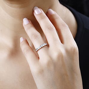 Moissanite Half Eternity Band Ring in Platinum Over Sterling Silver (Size 5.0) 0.50 ctw