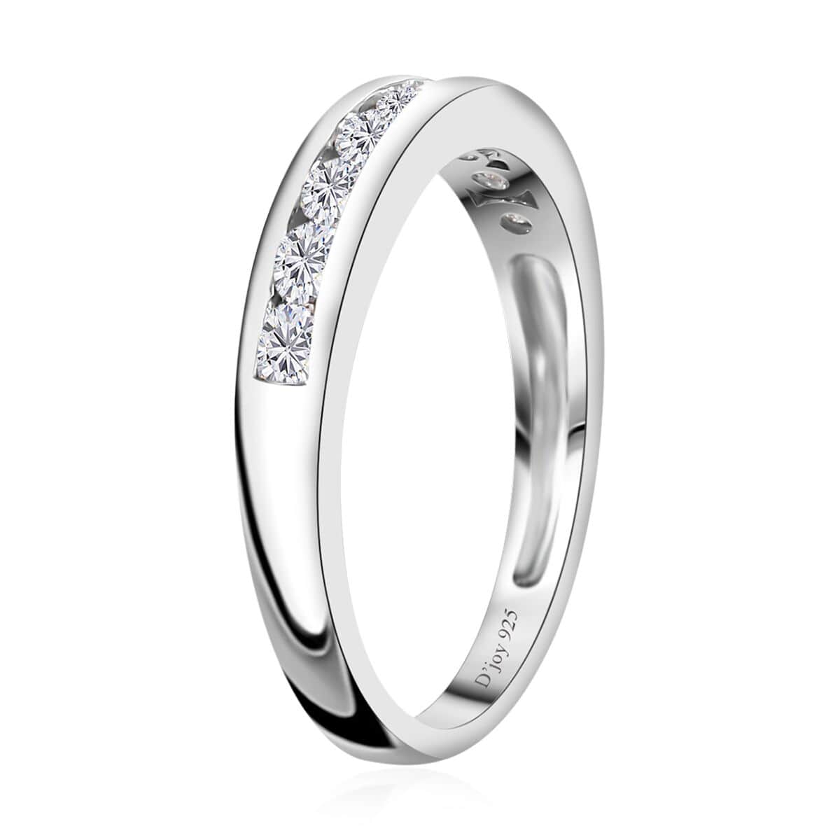 Moissanite Half Eternity Band Ring in Platinum Over Sterling Silver (Size 5.0) 0.50 ctw image number 3