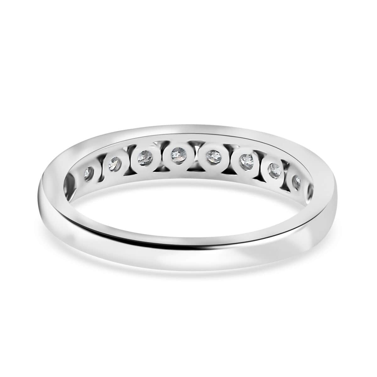 Moissanite Half Eternity Band Ring in Platinum Over Sterling Silver (Size 5.0) 0.50 ctw image number 4