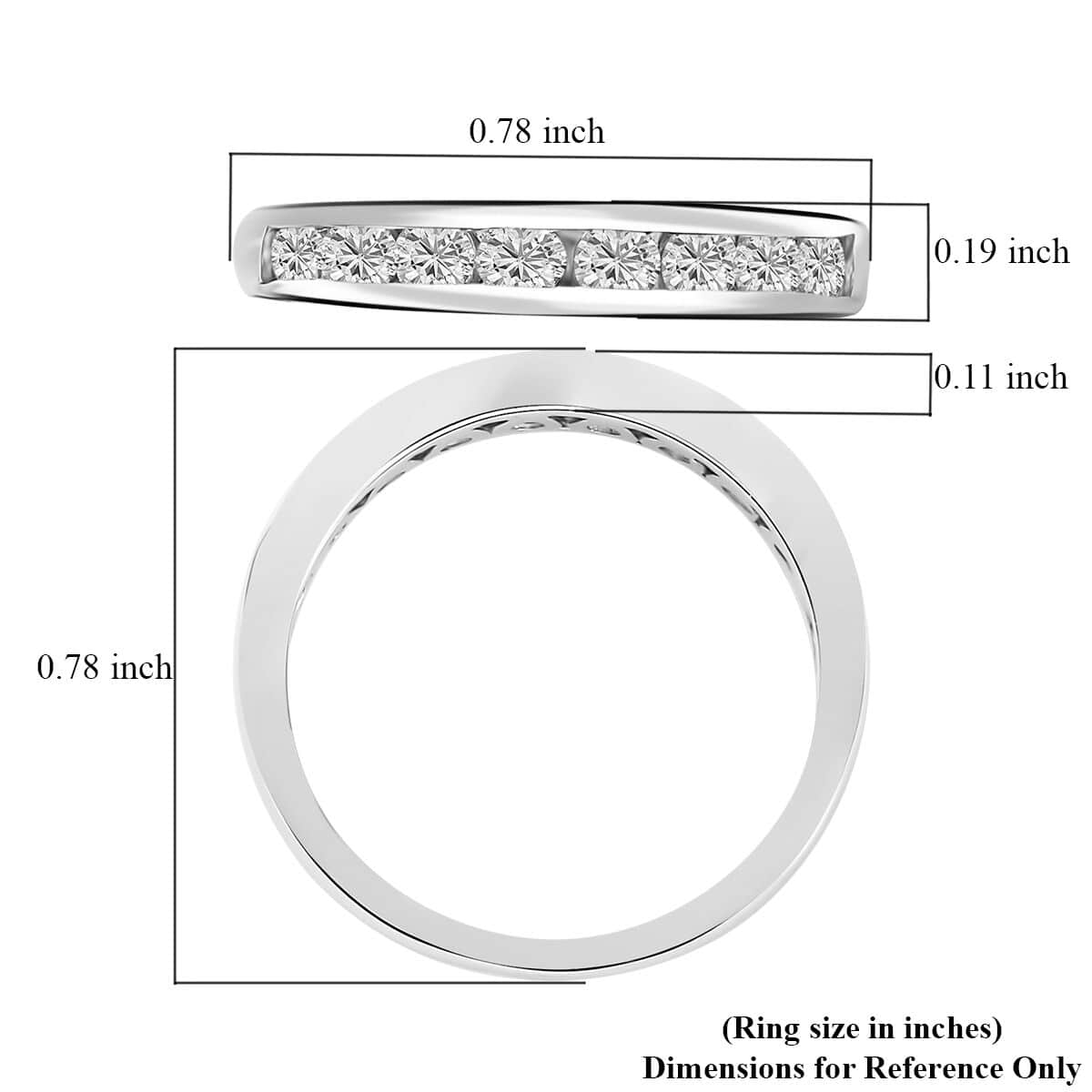 Moissanite Half Eternity Band Ring in Platinum Over Sterling Silver (Size 5.0) 0.50 ctw image number 5