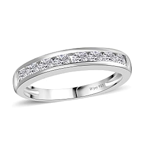 Moissanite 0.50 ctw Half Eternity Band Ring in Platinum Over Sterling Silver (Size 9.0)