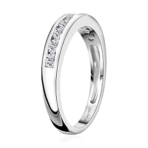 Moissanite 0.50 ctw Half Eternity Band Ring in Platinum Over Sterling Silver (Size 9.0)