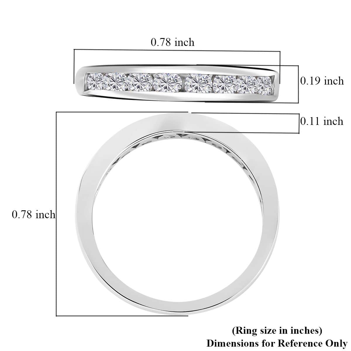 Moissanite Half Eternity Band Ring in Platinum Over Sterling Silver (Size 9.0) 0.50 ctw image number 5