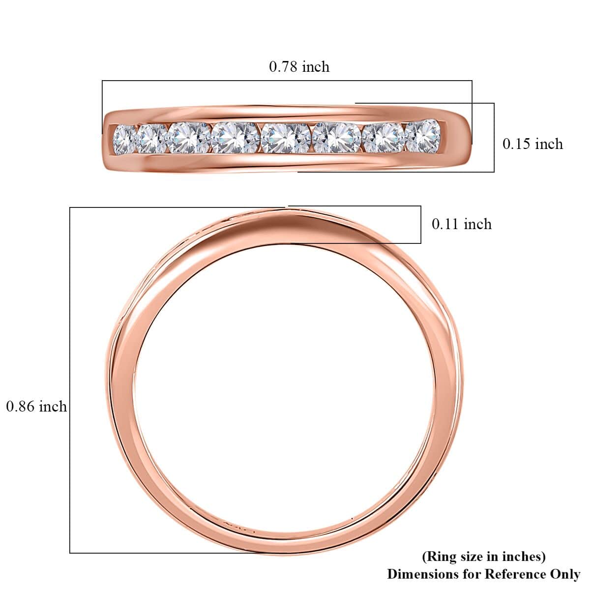 Moissanite Half Eternity Band Ring in Vermeil Rose Gold Over Sterling Silver (Size 10.0) 0.50 ctw image number 5