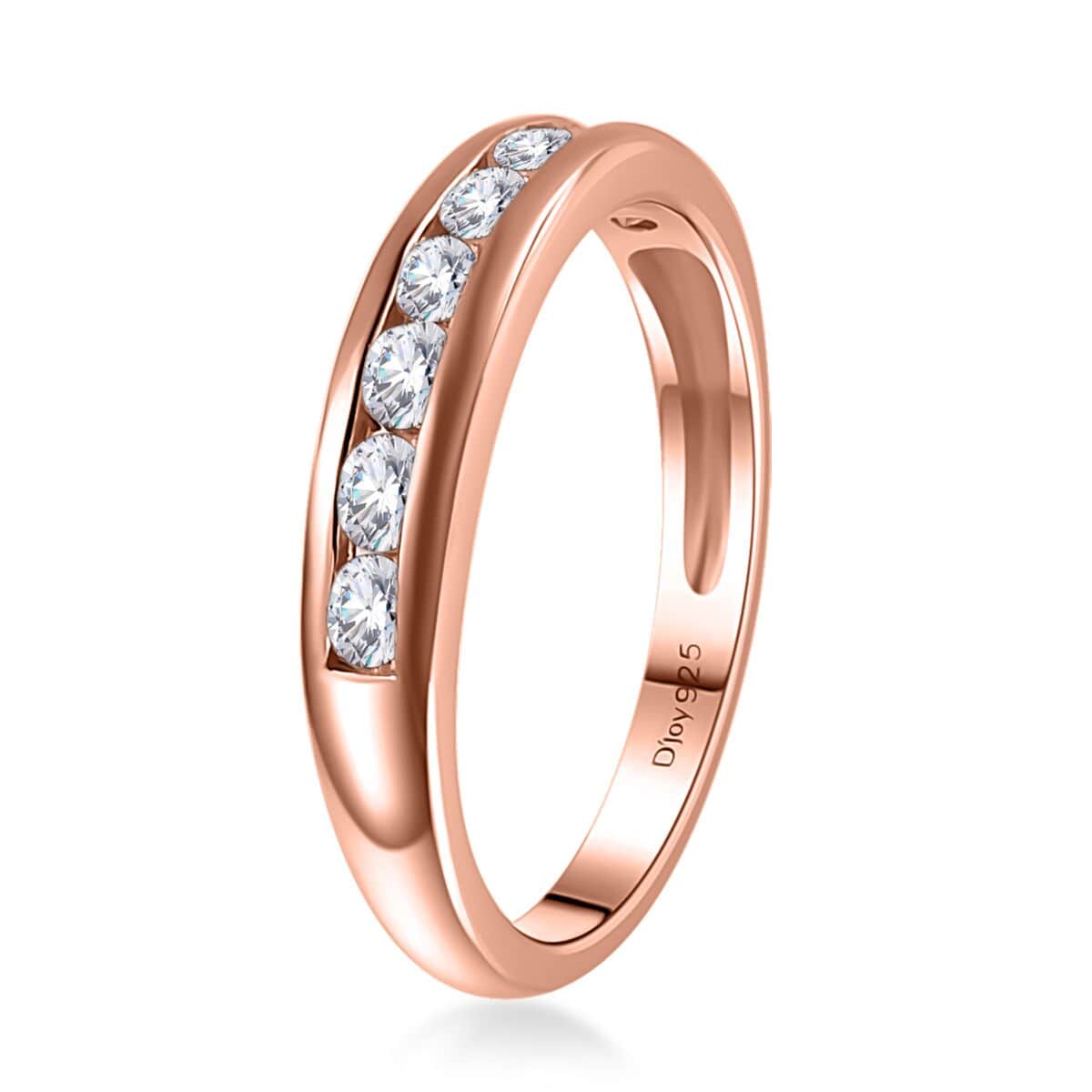 Moissanite Half Eternity Band Ring in Vermeil Rose Gold Over Sterling Silver (Size 5.0) 0.50 ctw image number 3