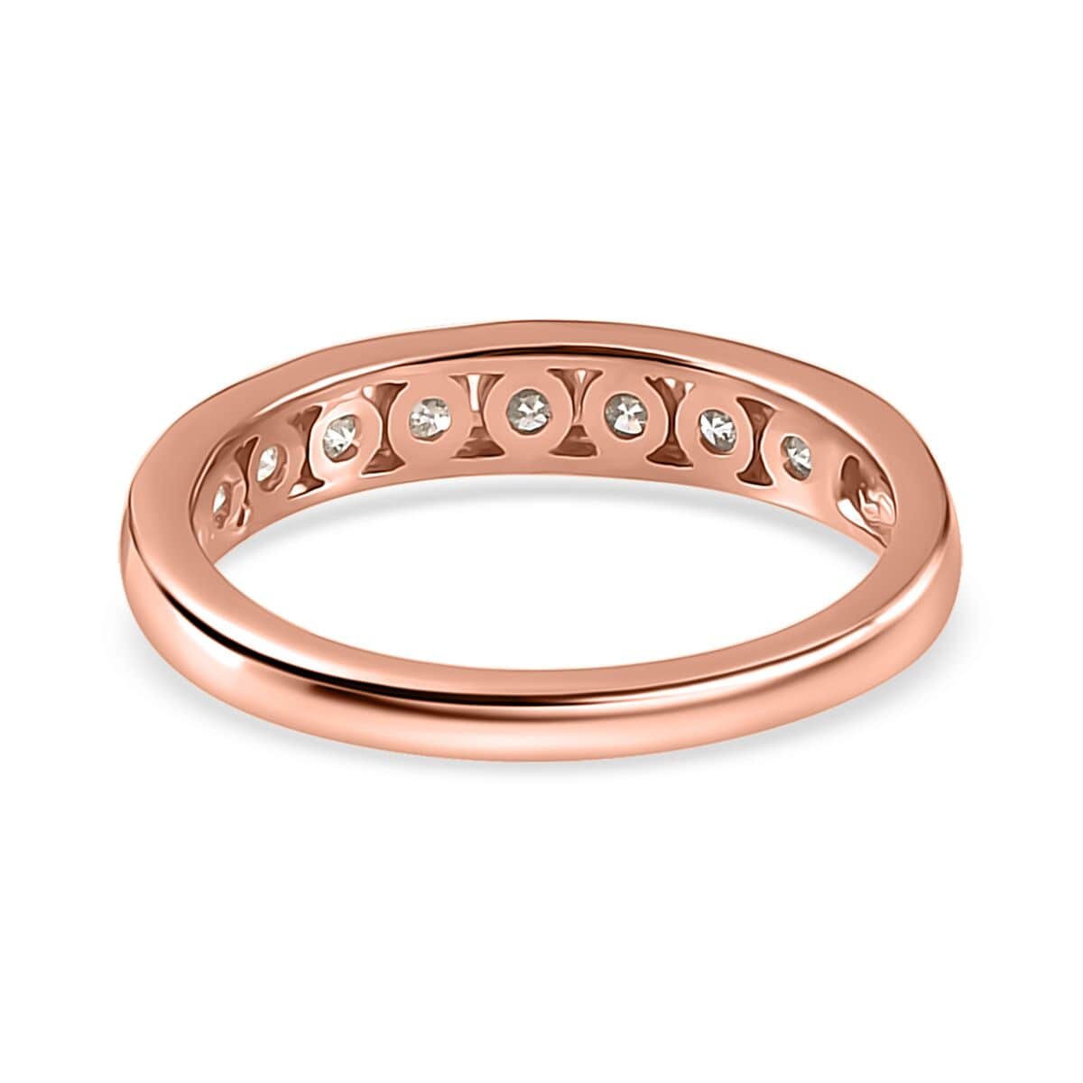 Moissanite Half Eternity Band Ring in Vermeil Rose Gold Over Sterling Silver (Size 5.0) 0.50 ctw image number 4