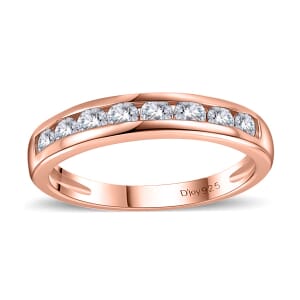Moissanite Half Eternity Band Ring in Vermeil Rose Gold Over Sterling Silver (Size 9.0) 0.50 ctw