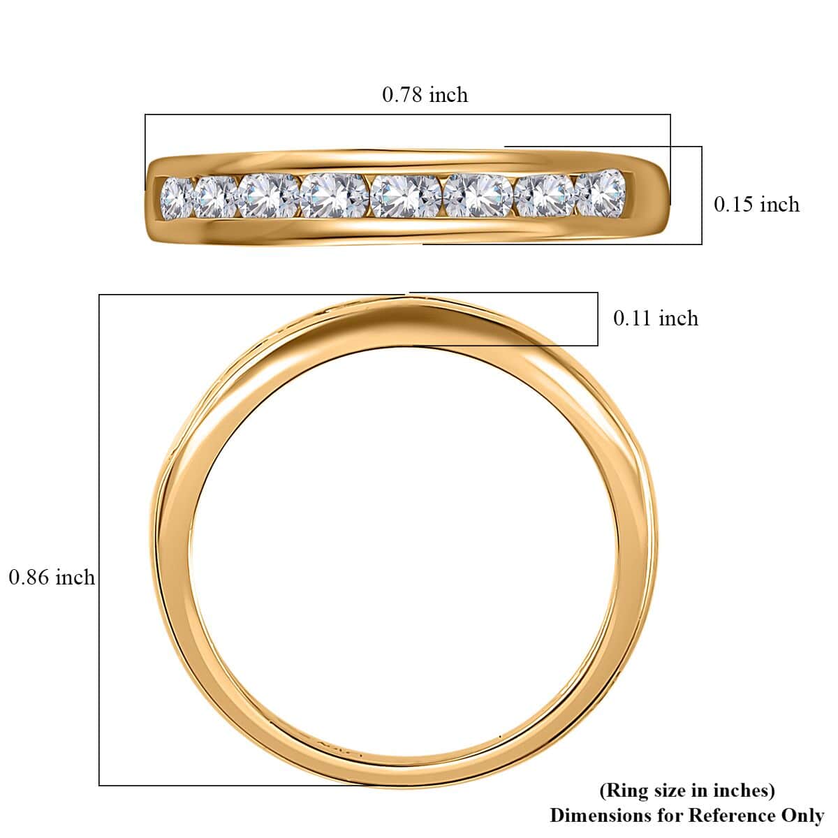 Moissanite Half Eternity Band Ring in Vermeil Yellow Gold Over Sterling Silver (Size 10.0) 0.50 ctw image number 5