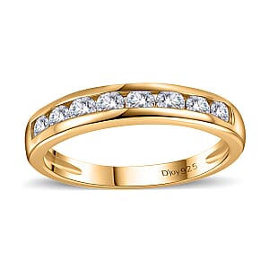 Moissanite Half Eternity Band Ring in Vermeil Yellow Gold Over Sterling Silver (Size 5.0) 0.50 ctw