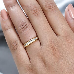 Moissanite Half Eternity Band Ring in Vermeil Yellow Gold Over Sterling Silver (Size 5.0) 0.50 ctw