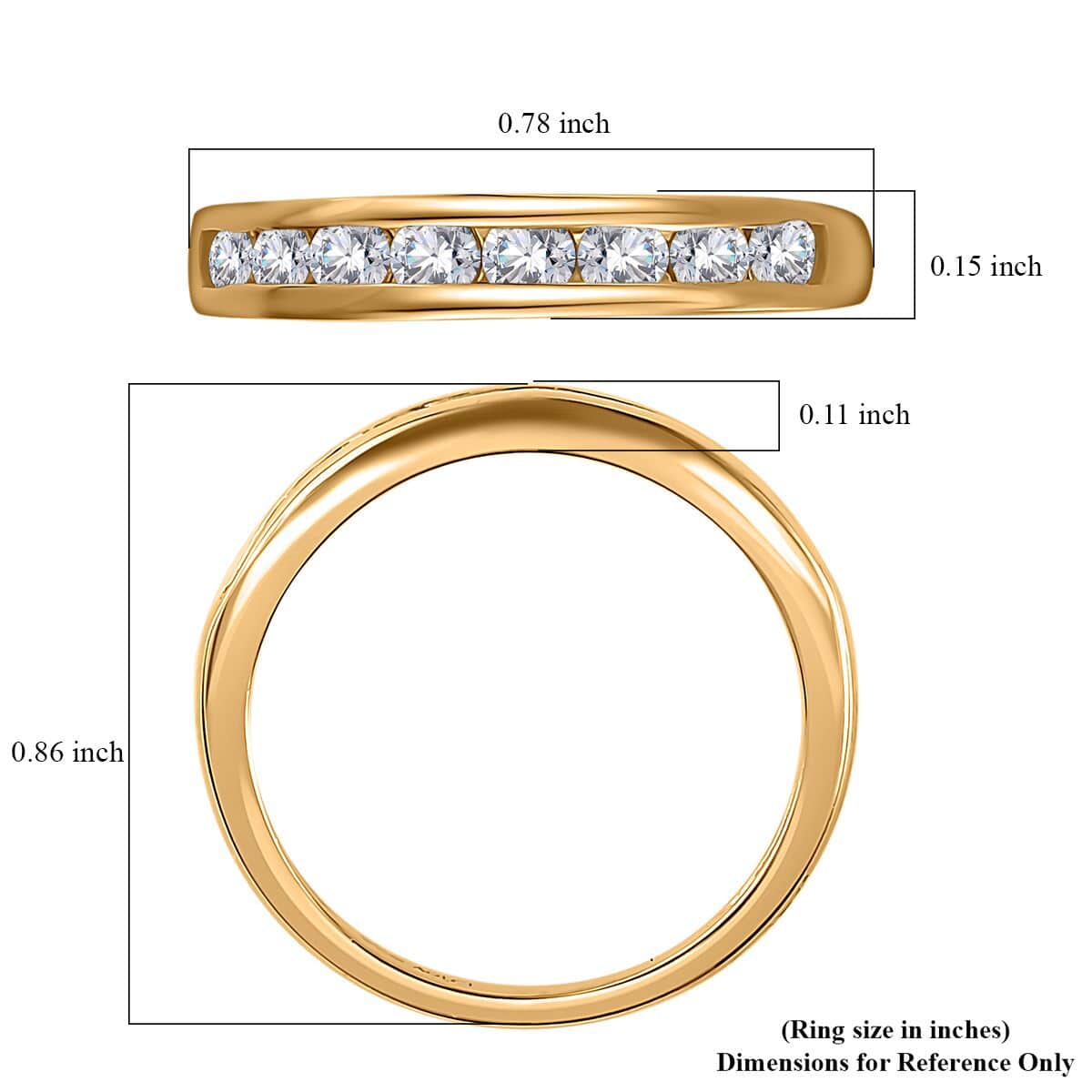 Moissanite Half Eternity Band Ring in Vermeil Yellow Gold Over Sterling Silver (Size 5.0) 0.50 ctw image number 5