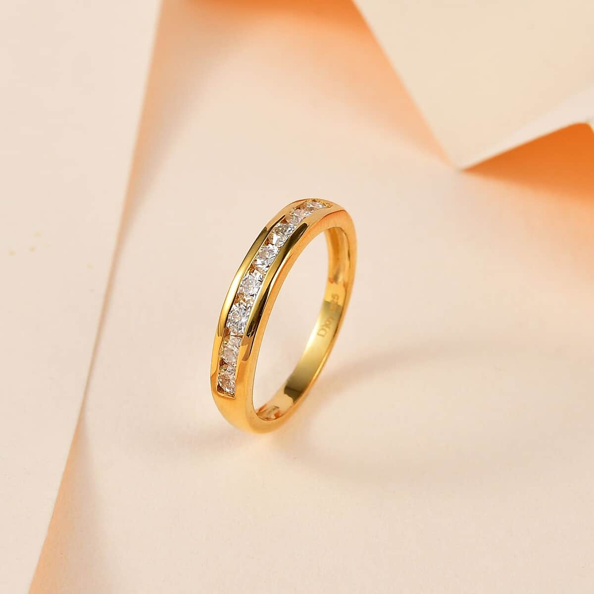 Moissanite Half Eternity Band Ring in Vermeil Yellow Gold Over Sterling Silver (Size 6.0) 0.50 ctw image number 1