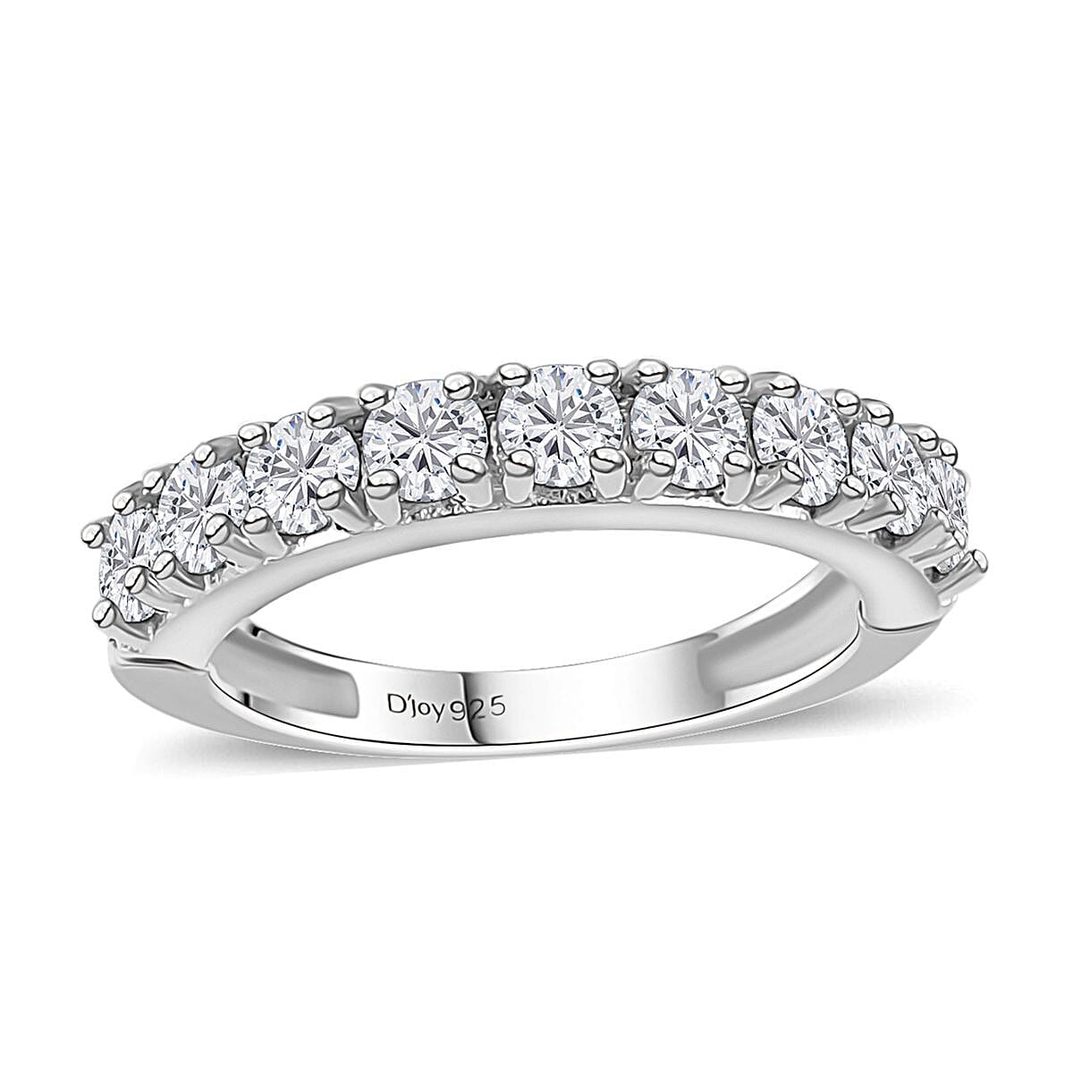 Moissanite Half Eternity Band Ring in Platinum Over Sterling Silver (Size 10.0) 1.00 ctw