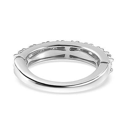 Moissanite Arthritis Ring in Platinum Over Sterling Silver (Size 5.0) 1.00 ctw