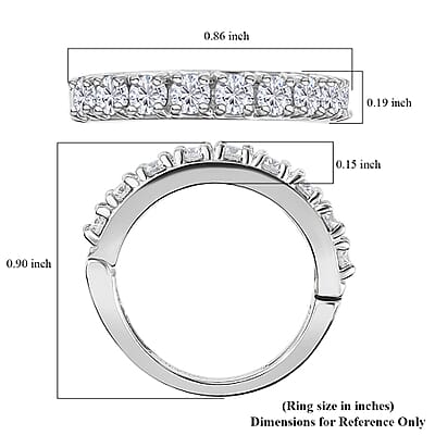 Moissanite Arthritis Ring in Platinum Over Sterling Silver (Size 5.0) 1.00 ctw
