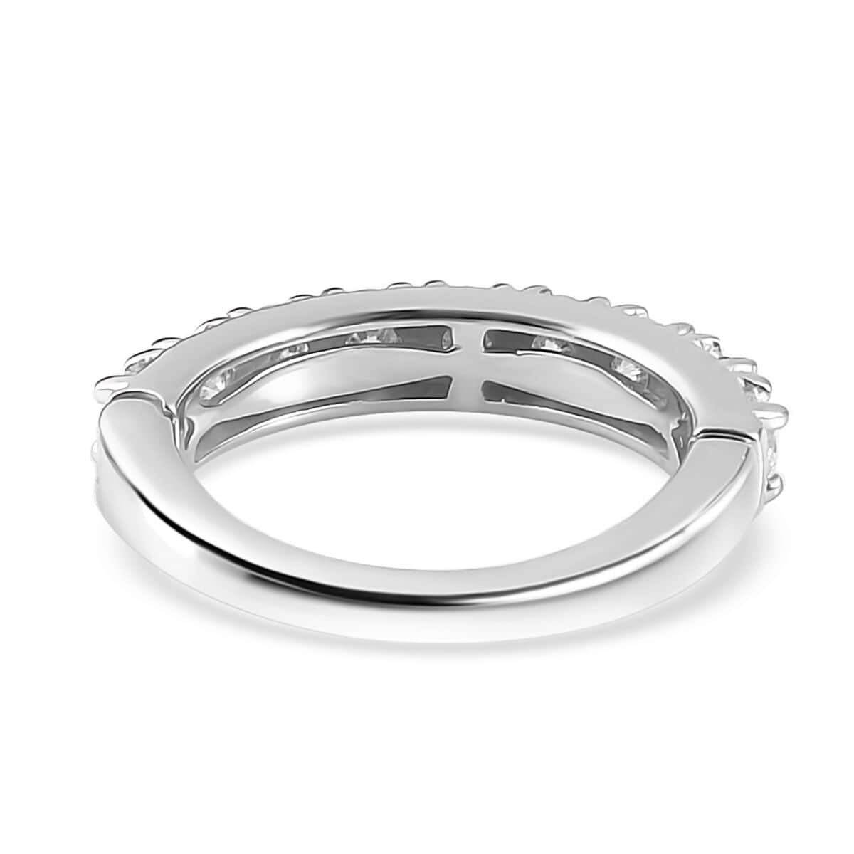 Moissanite Half Eternity Band Ring in Platinum Over Sterling Silver (Size 6.0) 1.00 ctw image number 4