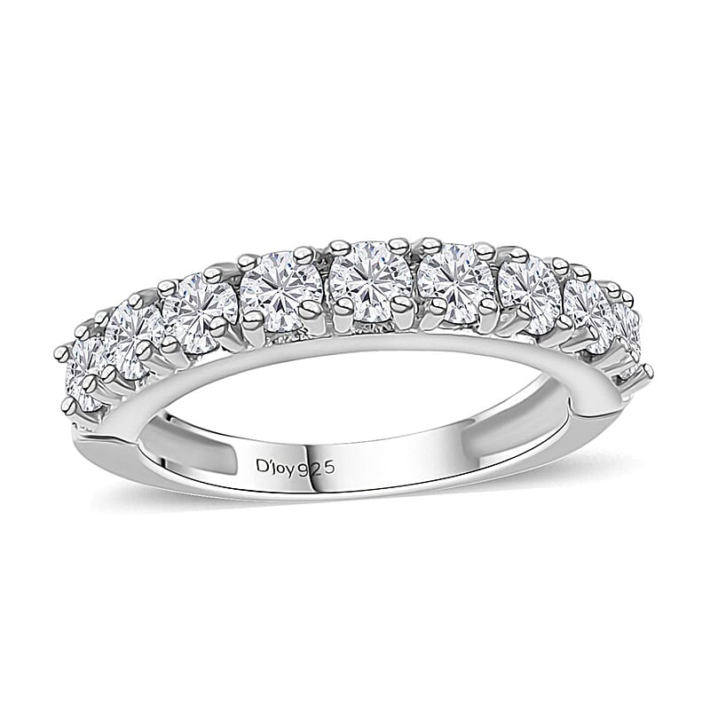 Moissanite Arthritis Ring in Platinum Over Sterling Silver (Size 7.0) 1.00 ctw