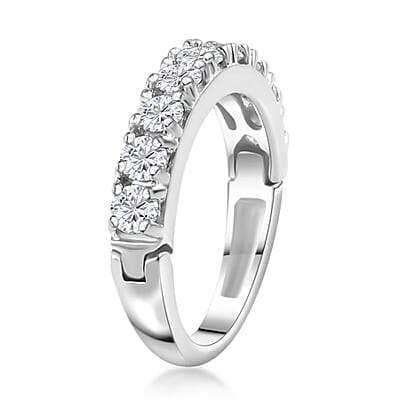 Moissanite Arthritis Ring in Platinum Over Sterling Silver (Size 7.0) 1.00 ctw