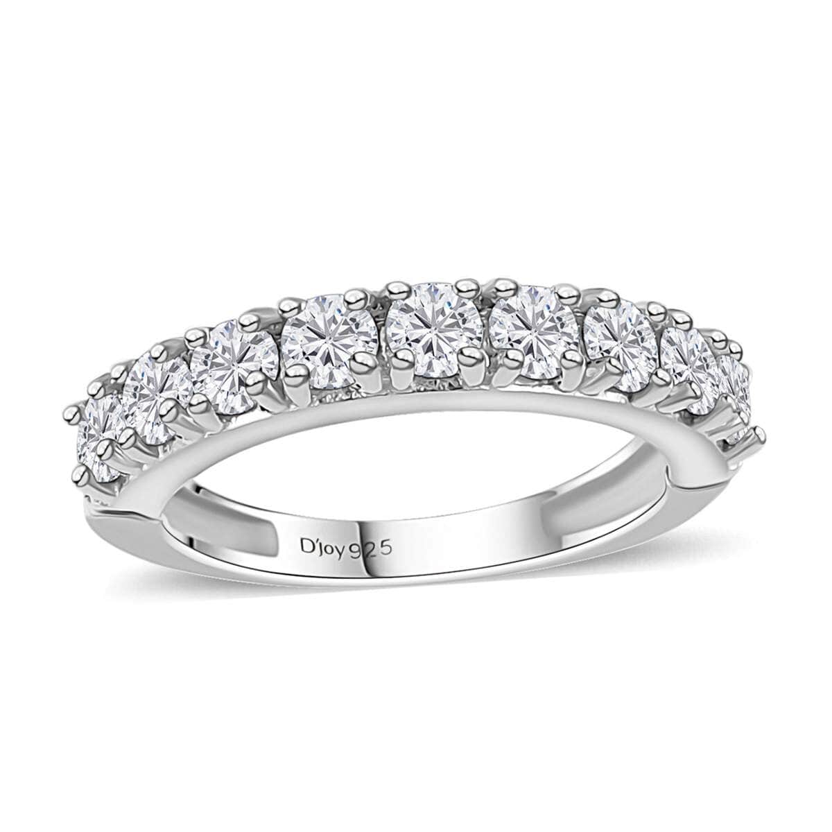 Moissanite Half Eternity Band Ring in Platinum Over Sterling Silver (Size 8.0) 1.00 ctw image number 0