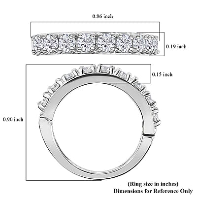 Moissanite Arthritis Ring in Platinum Over Sterling Silver (Size 8.0) 1.00 ctw