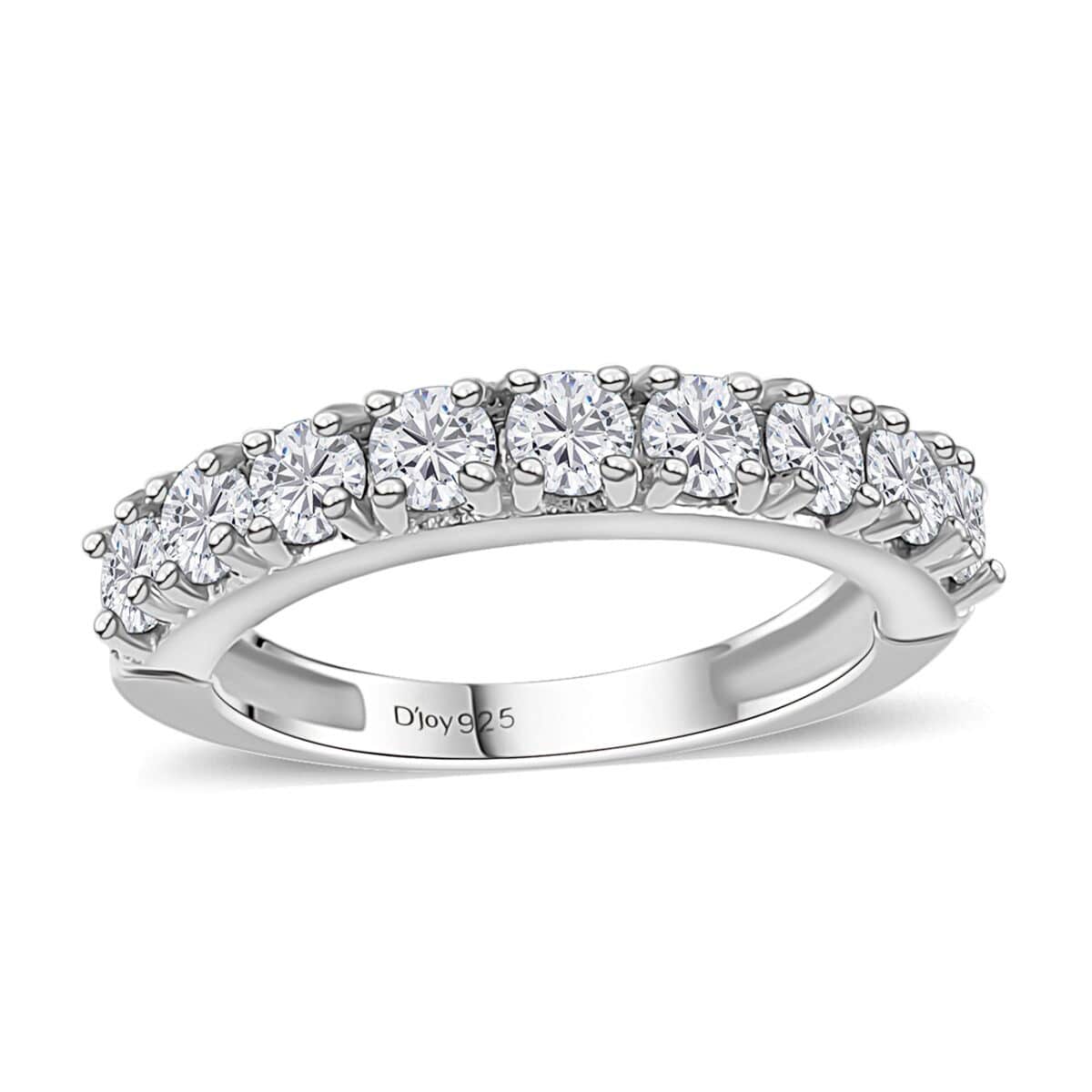 Moissanite Half Eternity Band Ring in Platinum Over Sterling Silver (Size 9.0) 1.00 ctw image number 0