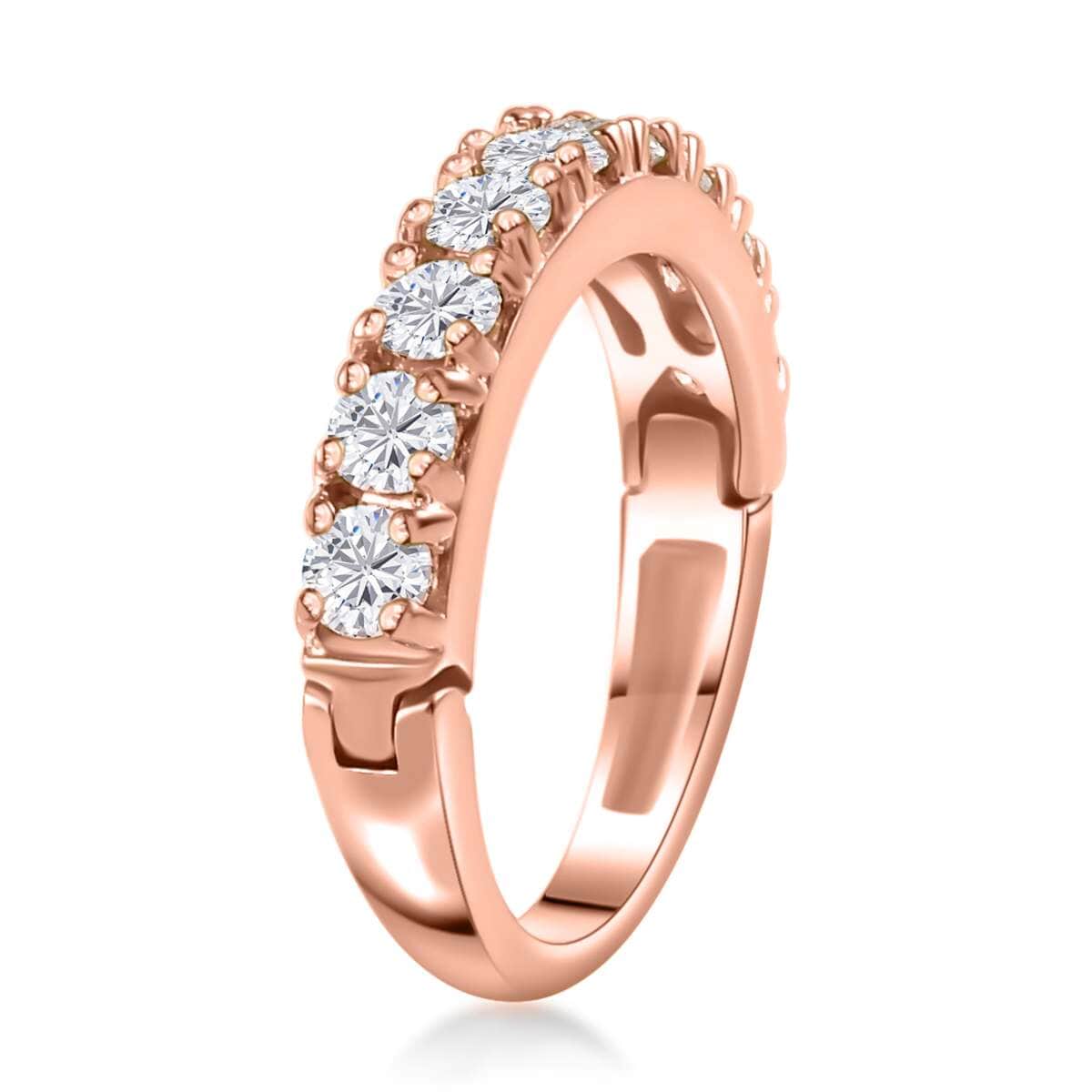 Moissanite Half Eternity Band Ring in Vermeil Rose Gold Over Sterling Silver (Size 10.0) 1.00 ctw image number 3