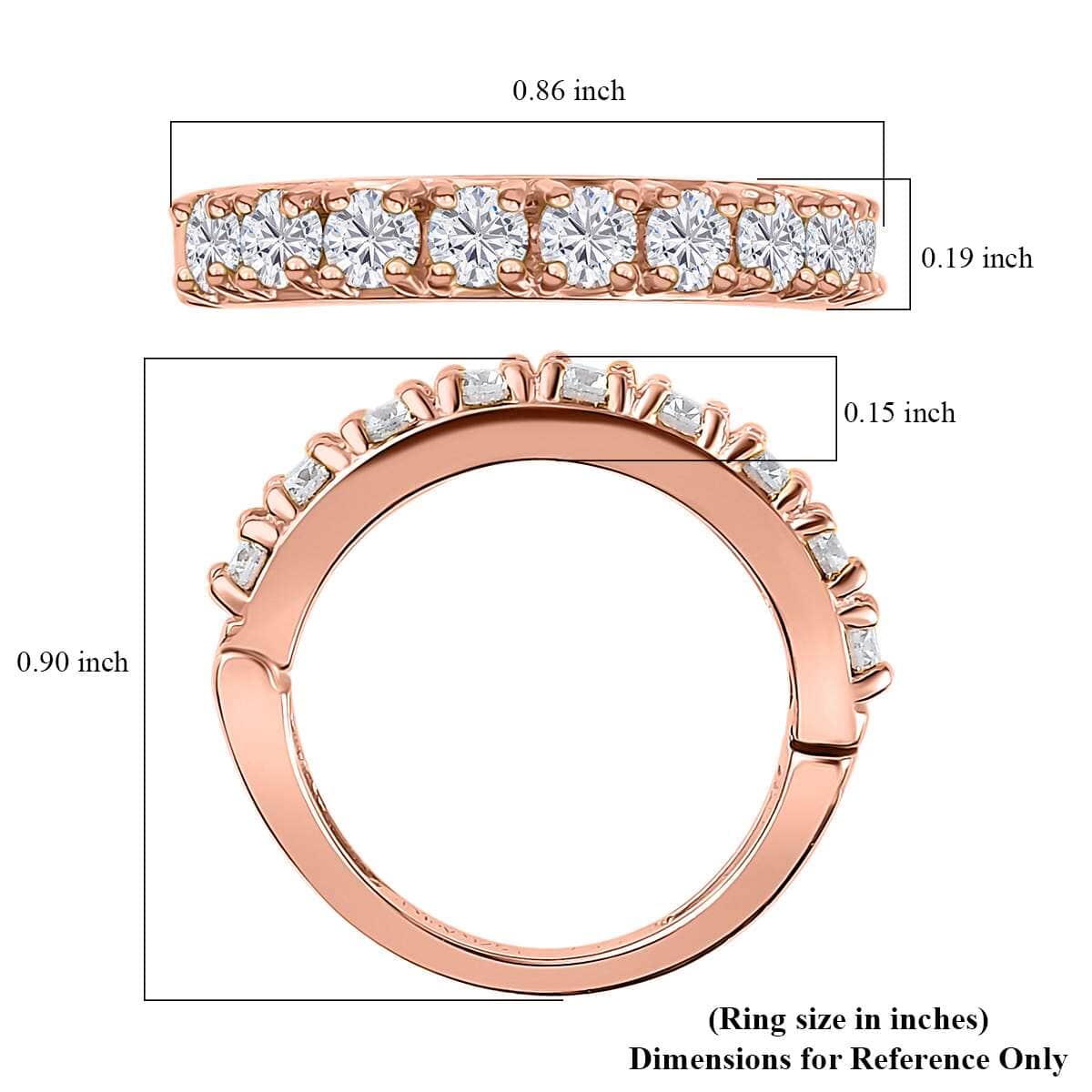 Moissanite Half Eternity Band Ring in Vermeil Rose Gold Over Sterling Silver (Size 10.0) 1.00 ctw image number 5