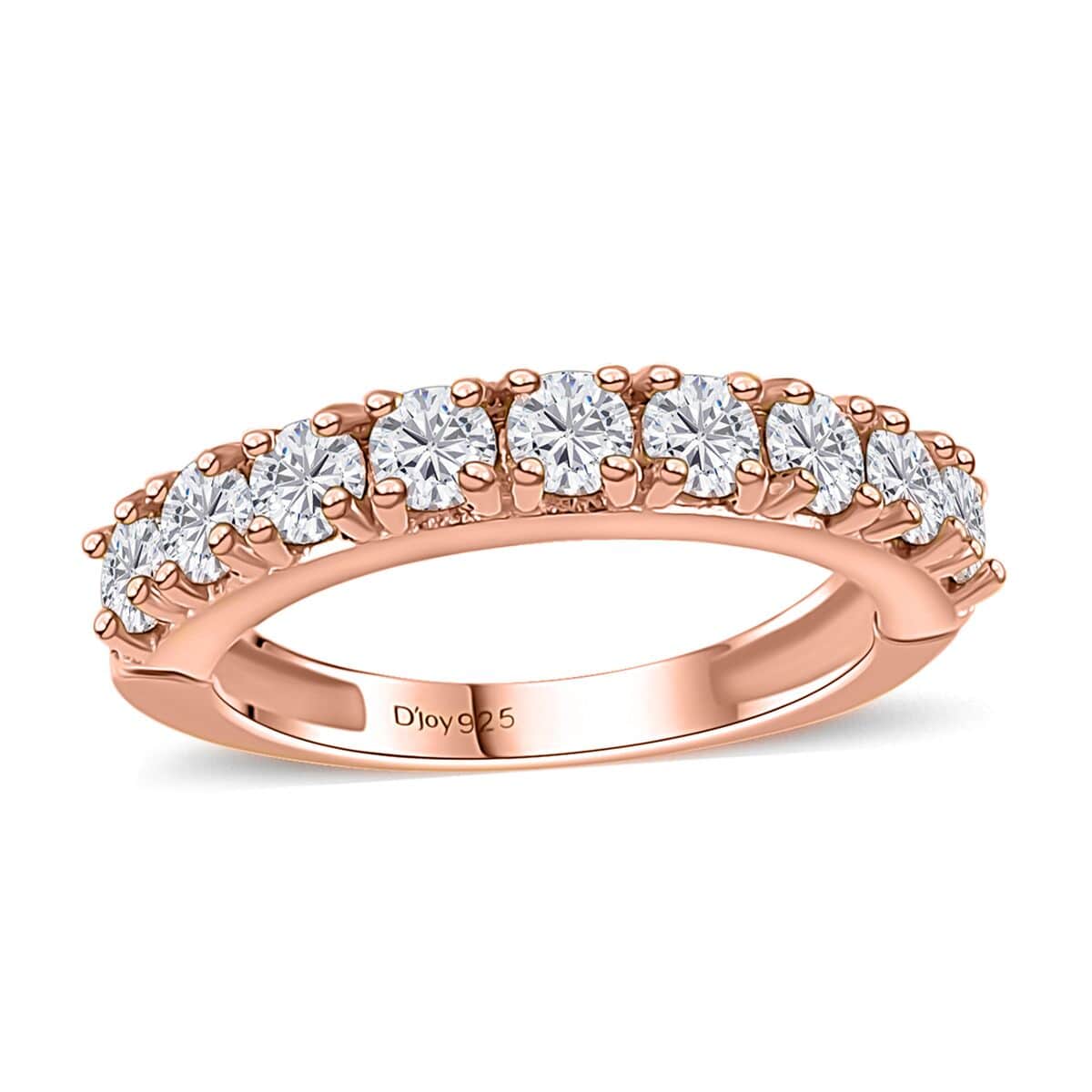 Moissanite Half Eternity Band Ring in Vermeil Rose Gold Over Sterling Silver (Size 5.0) 1.00 ctw image number 0