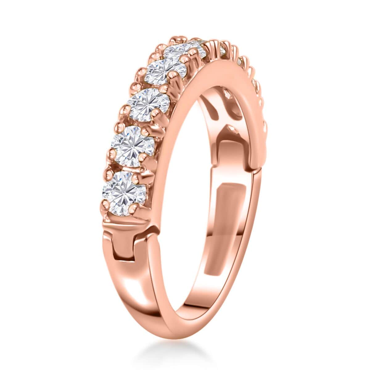 Moissanite Half Eternity Band Ring in Vermeil Rose Gold Over Sterling Silver (Size 5.0) 1.00 ctw image number 3