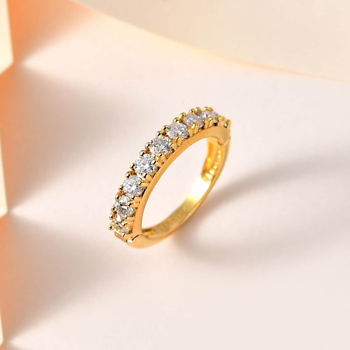 Moissanite Half Eternity Band Ring in Vermeil Yellow Gold Over Sterling Silver (Size 6.0) 1.00 ctw image number 1