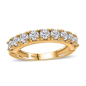 Moissanite Half Eternity Band Ring in Vermeil Yellow Gold Over Sterling Silver (Size 8.0) 1.00 ctw