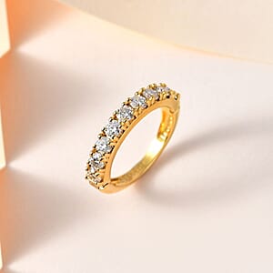 Moissanite Half Eternity Band Ring in Vermeil Yellow Gold Over Sterling Silver (Size 8.0) 1.00 ctw