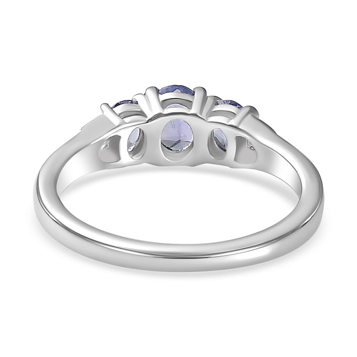 Tanzanite and Moissanite Ring in Platinum Over Sterling Silver (Size 10.0) 0.65 ctw