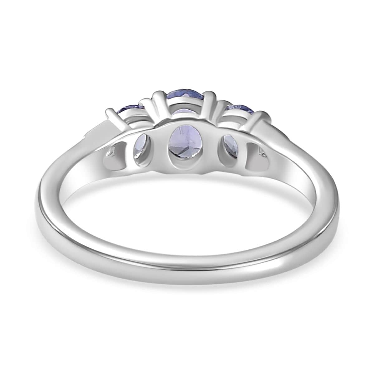 Tanzanite and Moissanite Ring in Platinum Over Sterling Silver (Size 10.0) 0.65 ctw image number 4