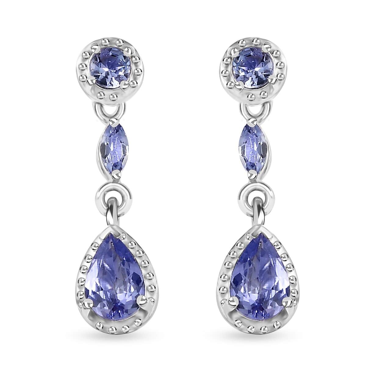 Tanzanite Dangle Earrings in Platinum Over Sterling Silver 1.20 ctw image number 0