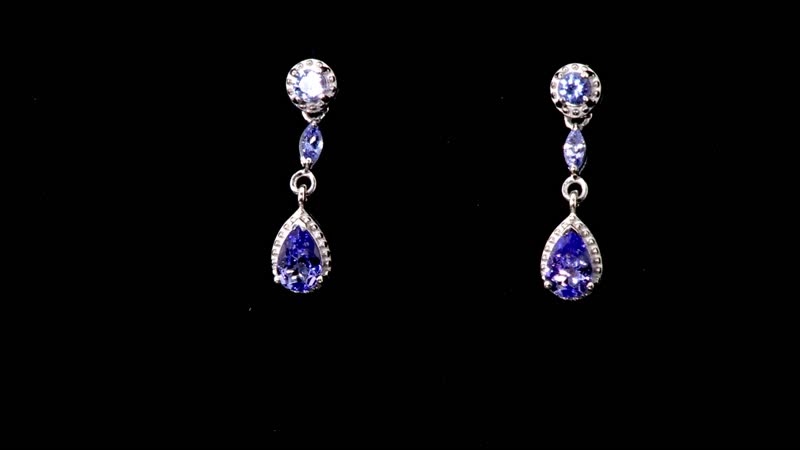 D'Joy Tanzanite Dangle Earrings in Platinum Over Sterling Silver 1.20 ctw