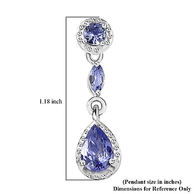 D'Joy Tanzanite Dangle Earrings in Platinum Over Sterling Silver 1.20 ctw