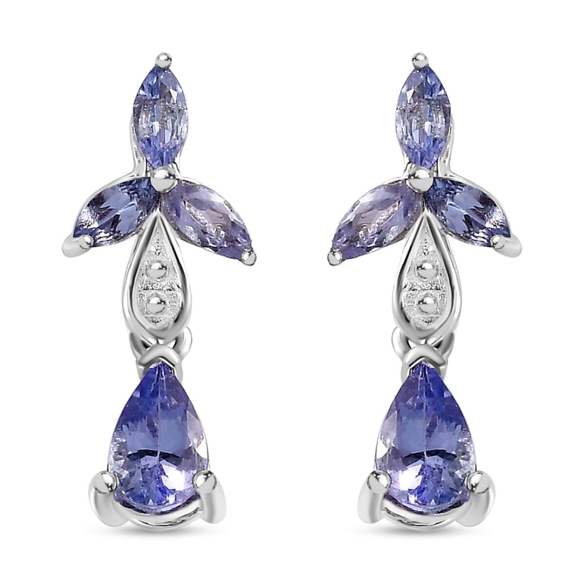 Tanzanite Dangle Earrings in Platinum Over Sterling Silver 1.35 ctw image number 0