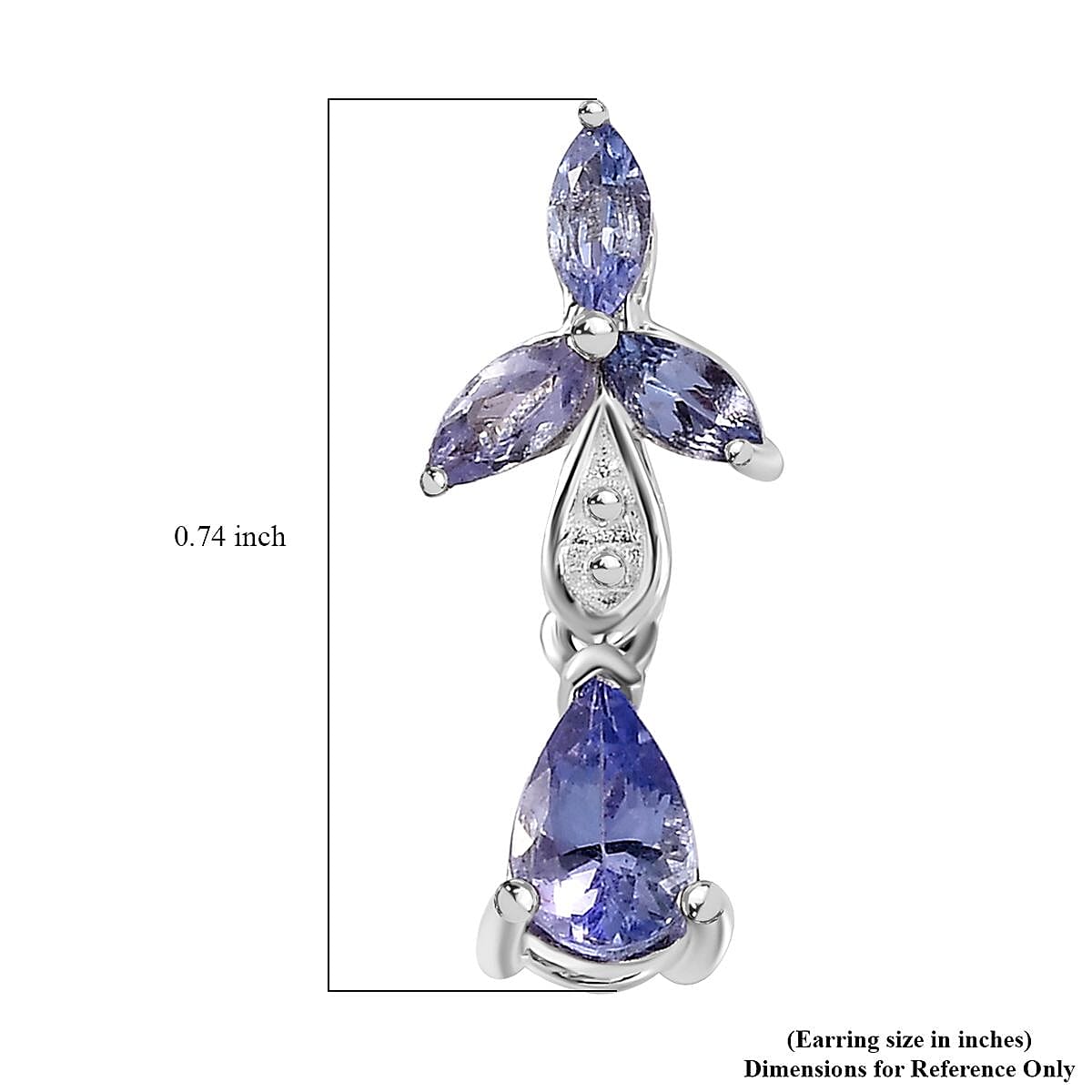 Tanzanite Dangle Earrings in Platinum Over Sterling Silver 1.35 ctw
