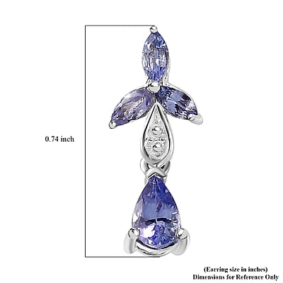 Tanzanite Dangle Earrings in Platinum Over Sterling Silver 1.35 ctw