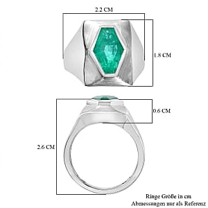 Emeraldine Triplet Quartz and Kanchanaburi Blue Sapphire 3.48 ctw Fancy Ring in Rhodium Over Sterling Silver (Size 9)