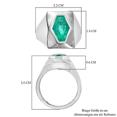 Emeraldine Triplet Quartz and Kanchanaburi Blue Sapphire 3.48 ctw Fancy Ring in Rhodium Over Sterling Silver (Size 9)