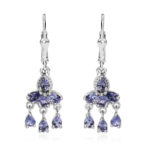 Tanzanite Chandelier Earrings in Platinum Over Sterling Silver 2.00 ctw