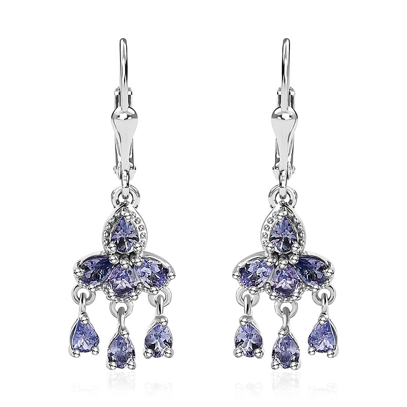 Tanzanite Chandelier Earrings in Platinum Over Sterling Silver 2.00 ctw